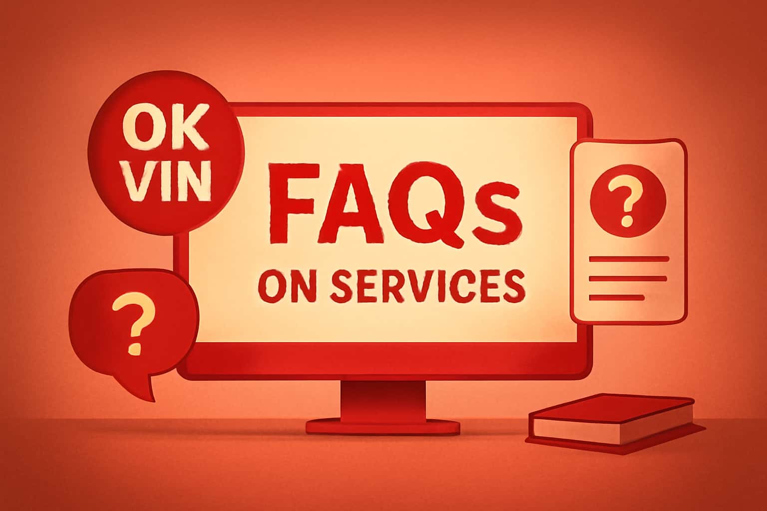 An informative depiction of FAQs related to Ok Vin Services.