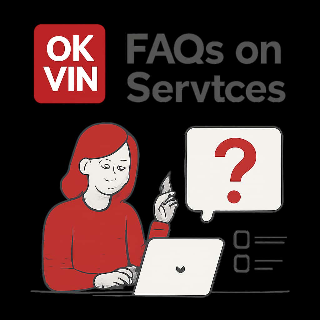 An educational diagram explaining FAQs on Ok Vin Services.