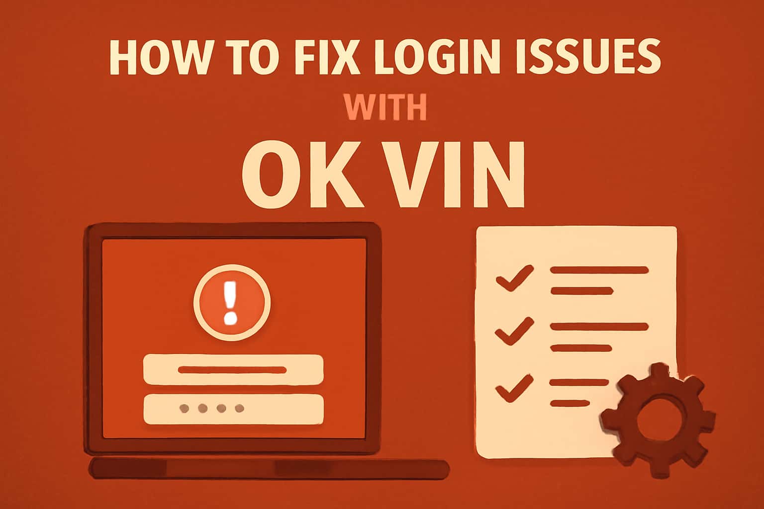 An informational graphic illustrating how to troubleshoot login issues with Ok Vin.