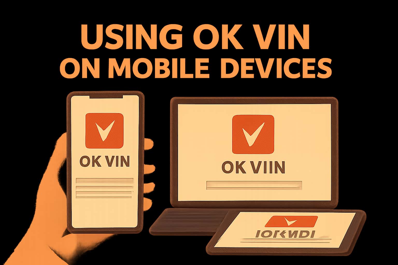 Informational illustration about using Ok Vin on mobile devices.