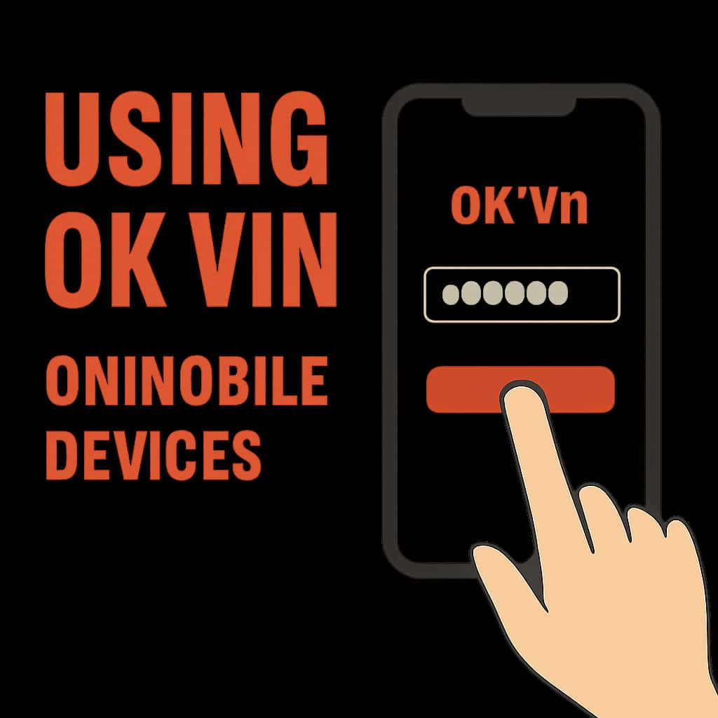 Illustration detailing features of Ok Vin on mobile devices.